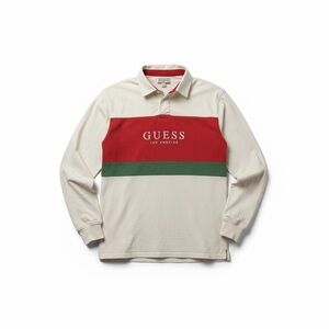 Guess Long Sleeve Tee in Red and White